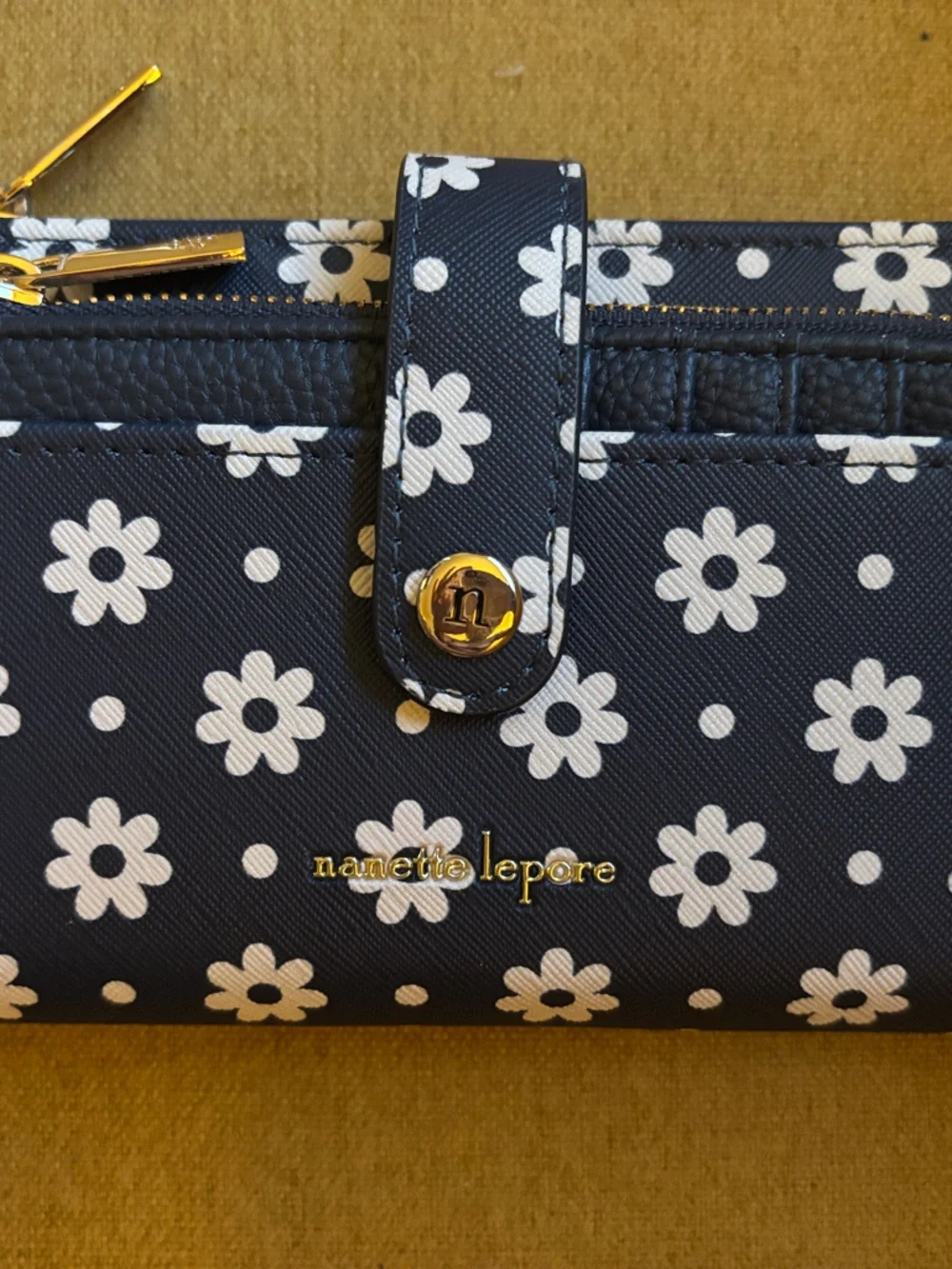 Nanette Lepore Navy White Daisy Continental Wallet
